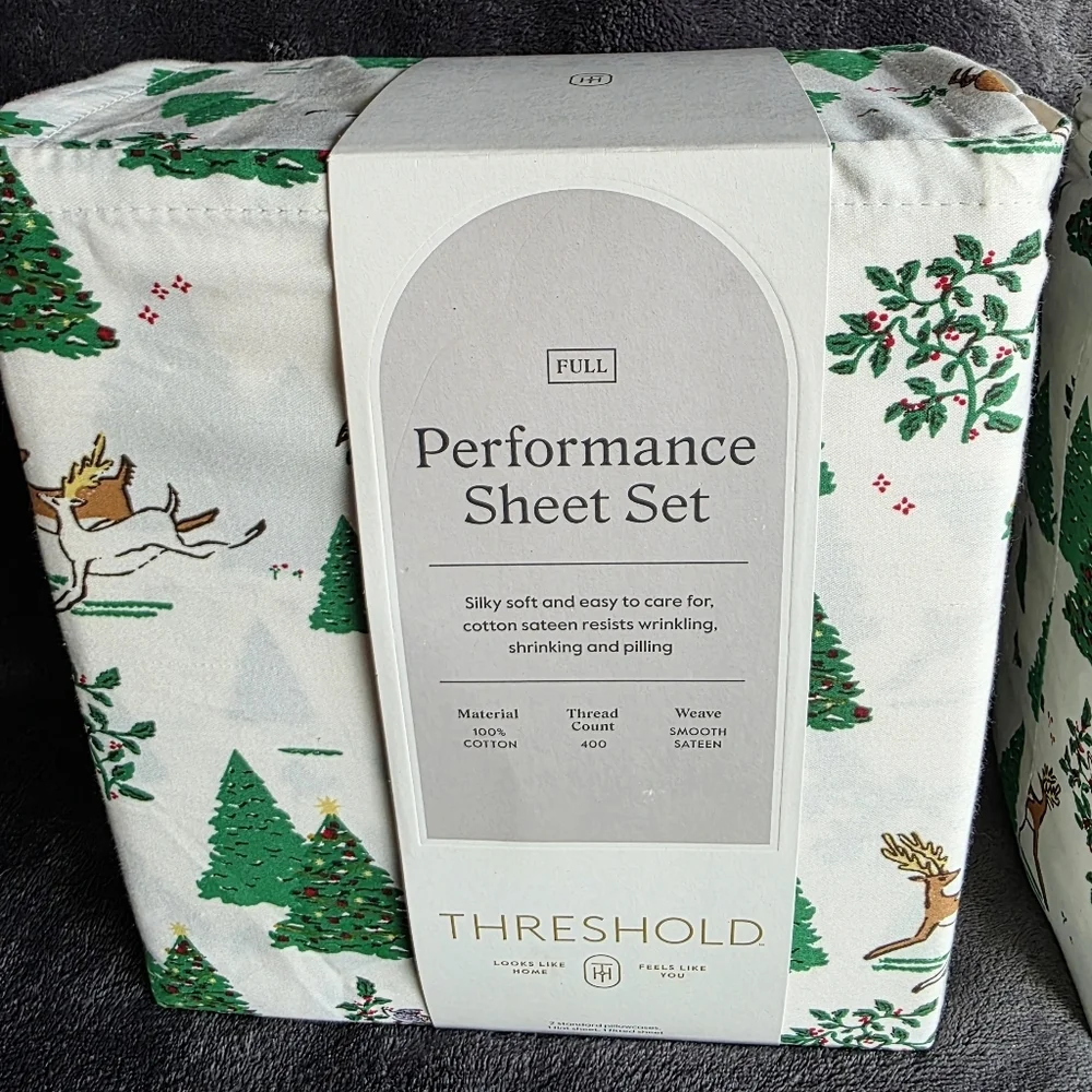 New Full 400 Thread Count Christmas Holiday Performance Sheet Set Winter Scene
